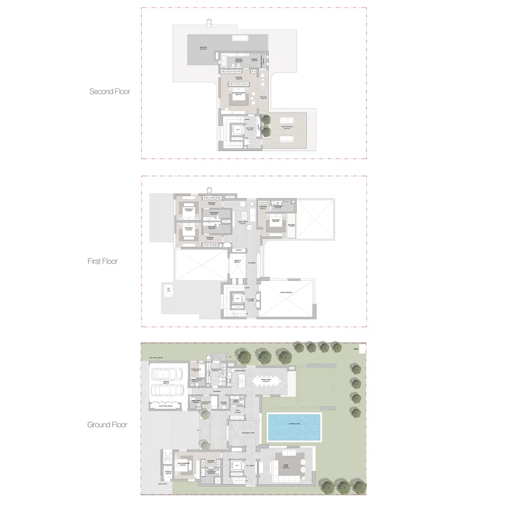 Sobha Siniya Island Villas Phases 1 and 2 5 bed floor plan, 7,388 sqft
