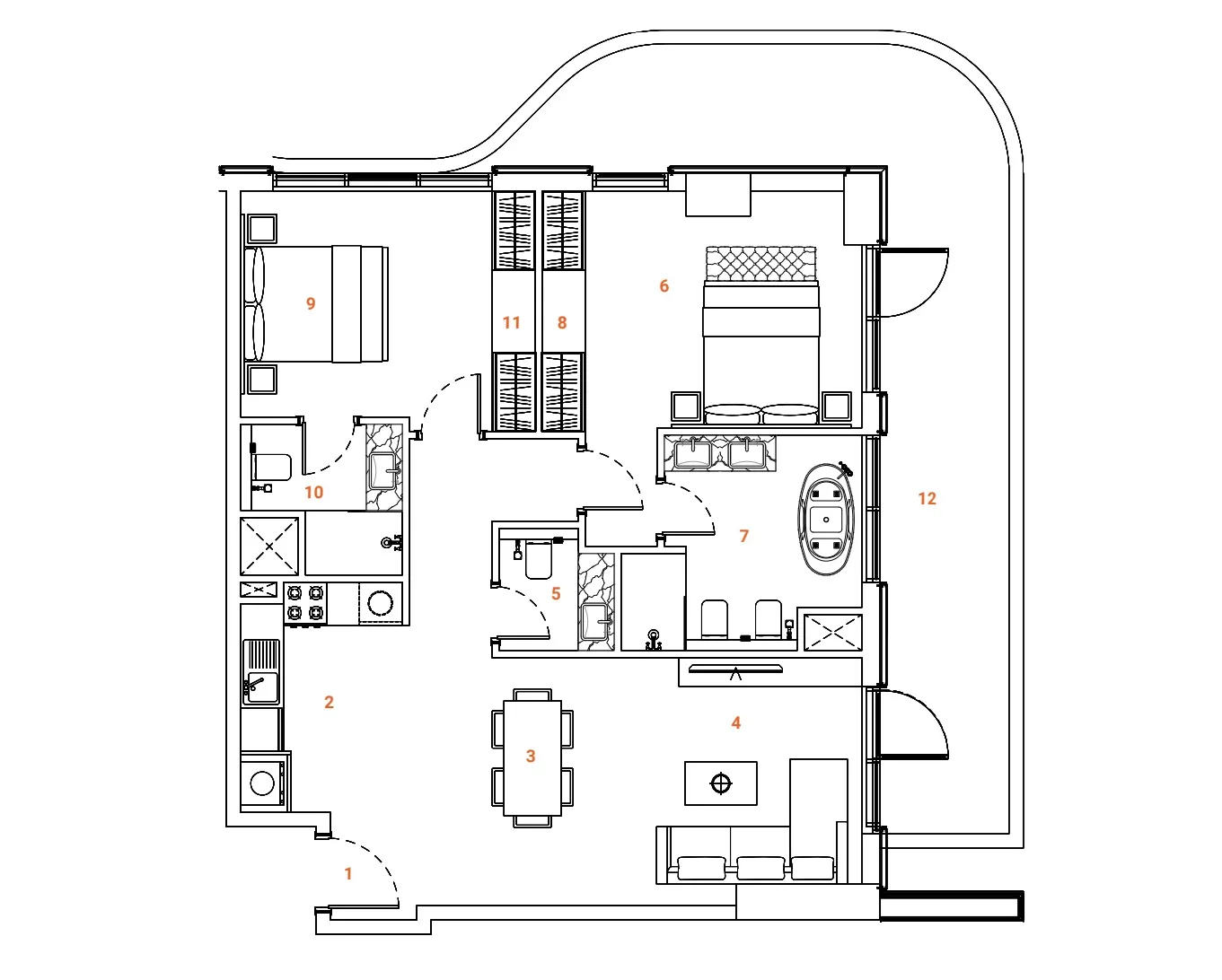 The Orchard Place Towers A & B 2 bed floor plan, 1,298 sqft