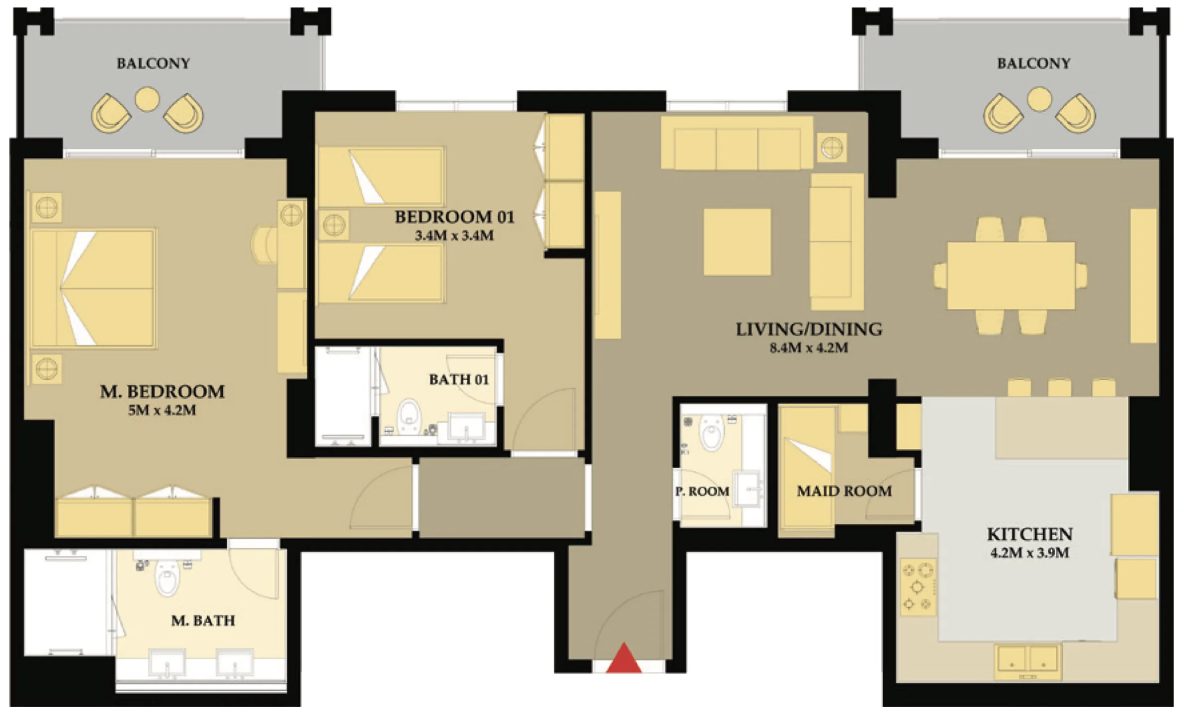 Riva Residence 2 bed floor plan, 1,389 – 1,515 sqft