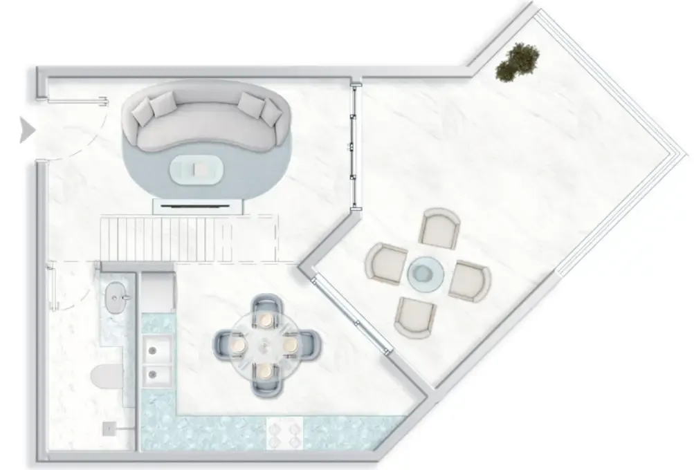 Ice Beach 1 bed floor plan, 1,086 sqft