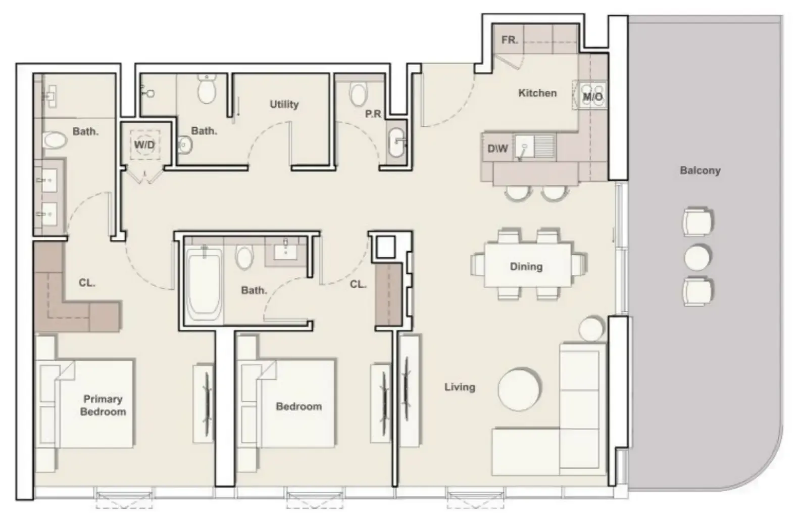 Portside Square 2 bed floor plan, 1,519 sqft