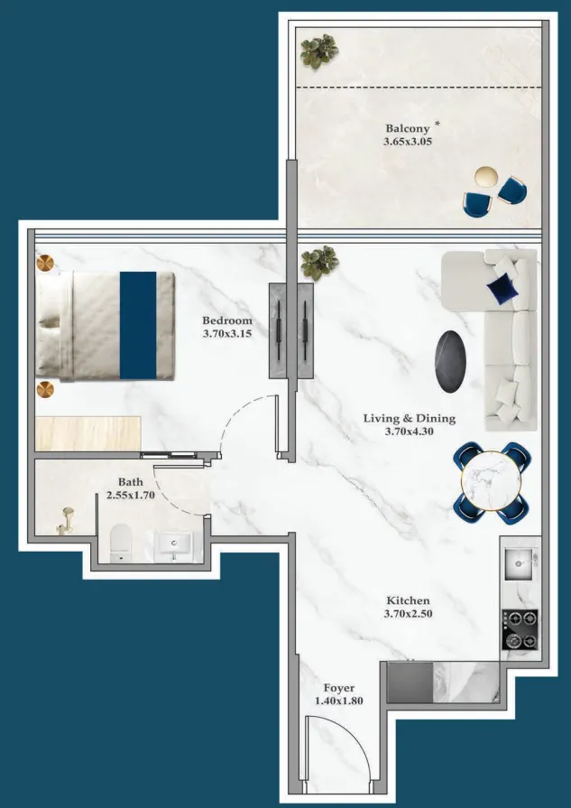 Timez 1 bed floor plan, 566 sqft