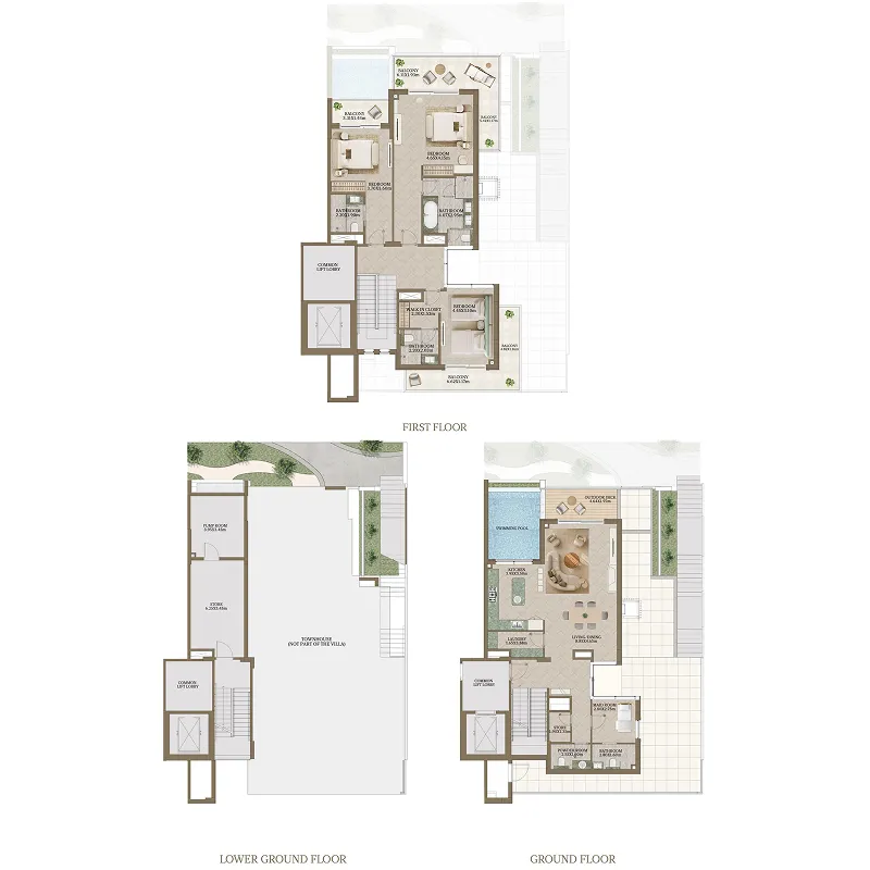 Nasim Al Bahr Residences 3 bed floor plan, 4,992 sqft