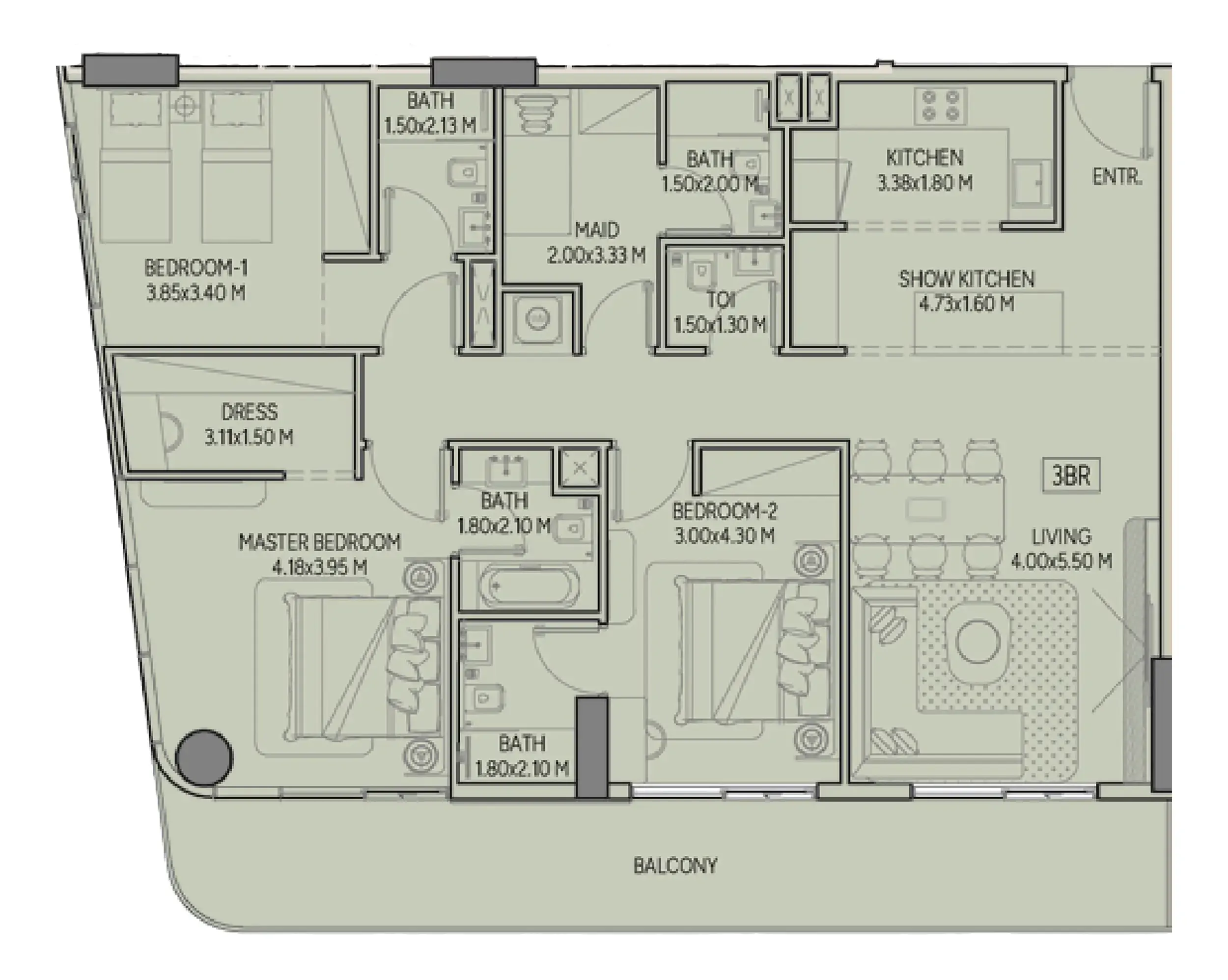 Weston by Wadan Phase 1 & 2 3 bed floor plan, 1,569 sqft
