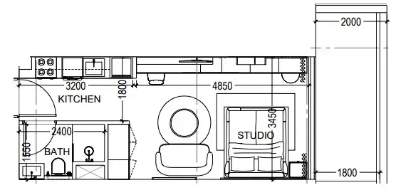 Al Haseen Residences 6 Studio floor plan, 417 sqft