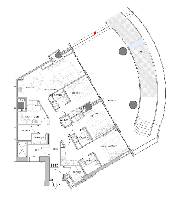 Damac Casa 3 bed floor plan, 2,979 sqft