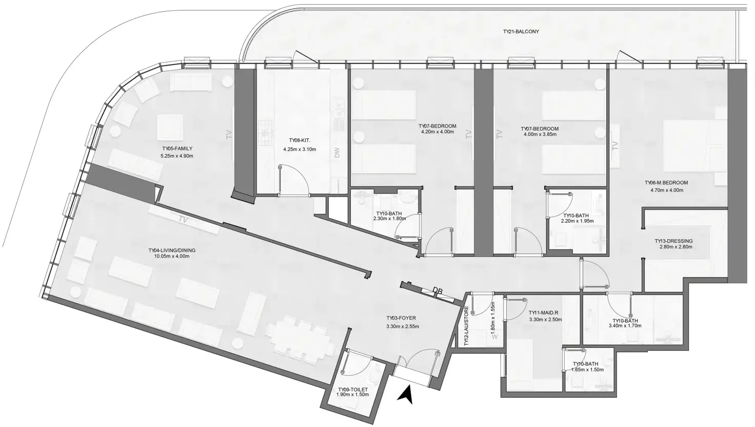 Joud Tower 3 bed floor plan, 2,800 – 2,849 sqft