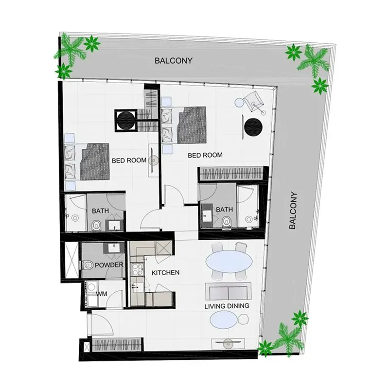 The Community Sports Arena 2 bed floor plan, 1,654 sqft