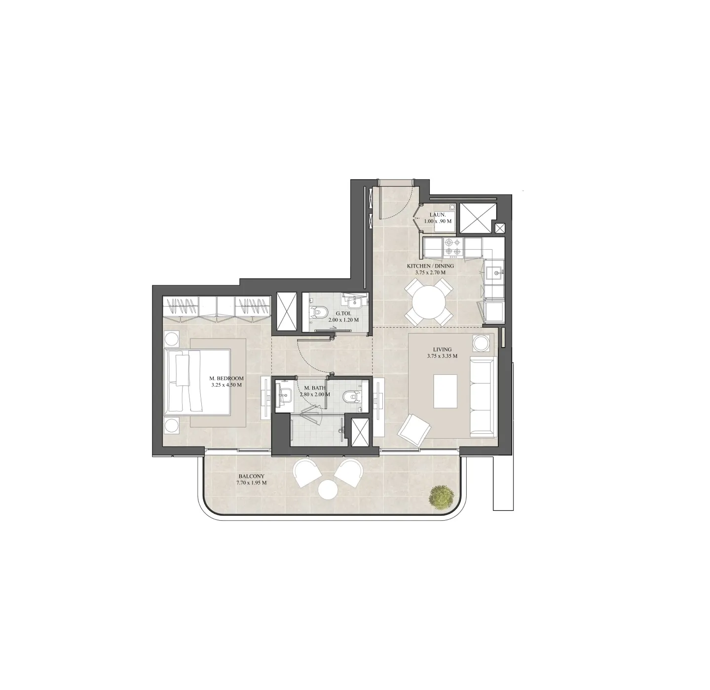 Hyde Residences 1 bed floor plan, 800 – 804 sqft