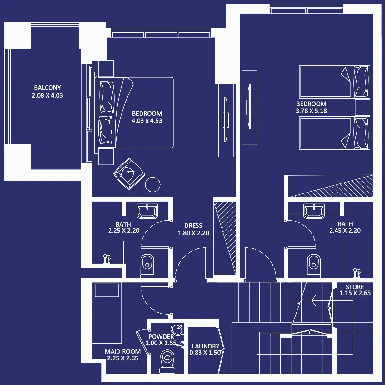 Eleganz 2 bed floor plan, 1,731 sqft