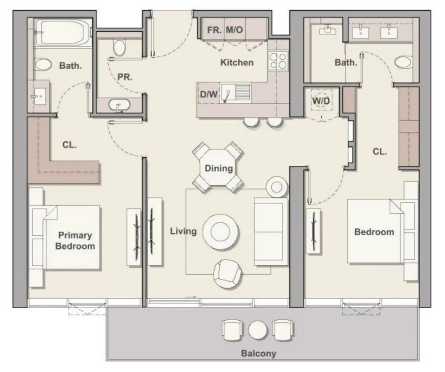 Soto Grande 2 bed floor plan, 1,121 sqft