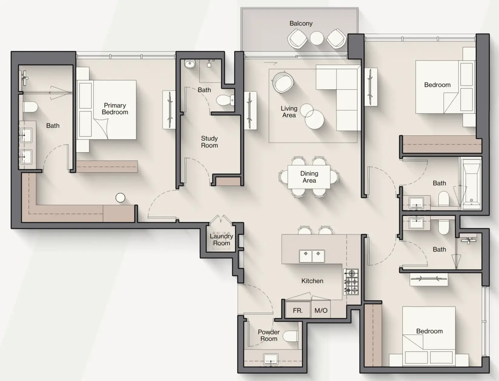 Windsor House 3 bed floor plan, 1,489 sqft