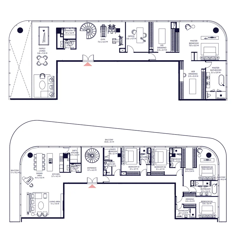 Inaura Hotels & Residences Downtown 5 bed floor plan, 6,781 sqft