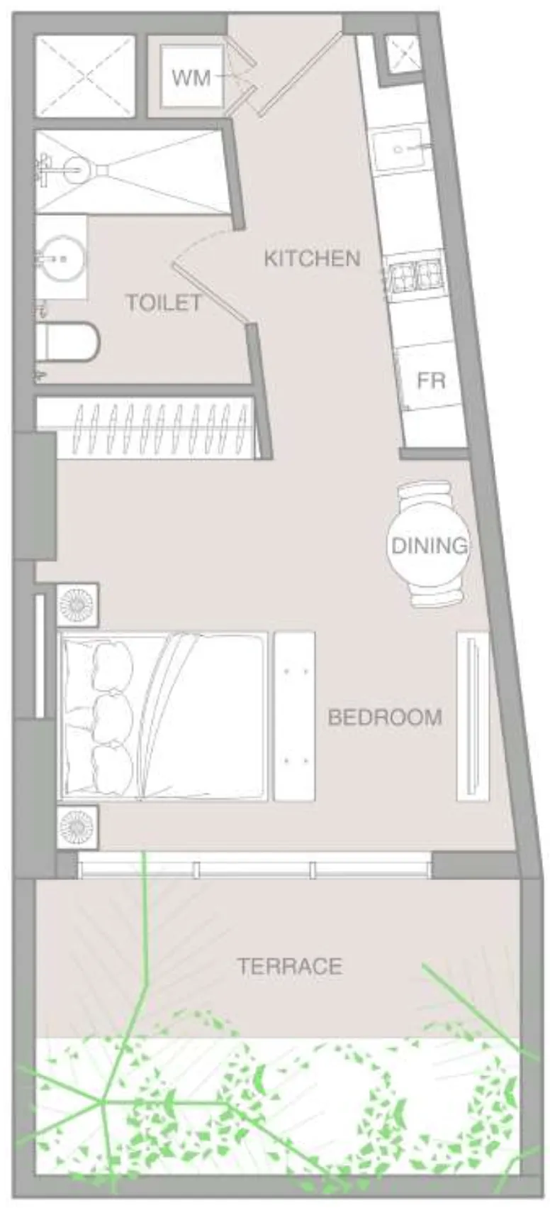 IR1DIAN Park Studio floor plan, 502 sqft
