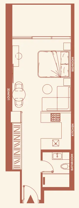 11 Hills Park Studio floor plan, 501 – 506 sqft