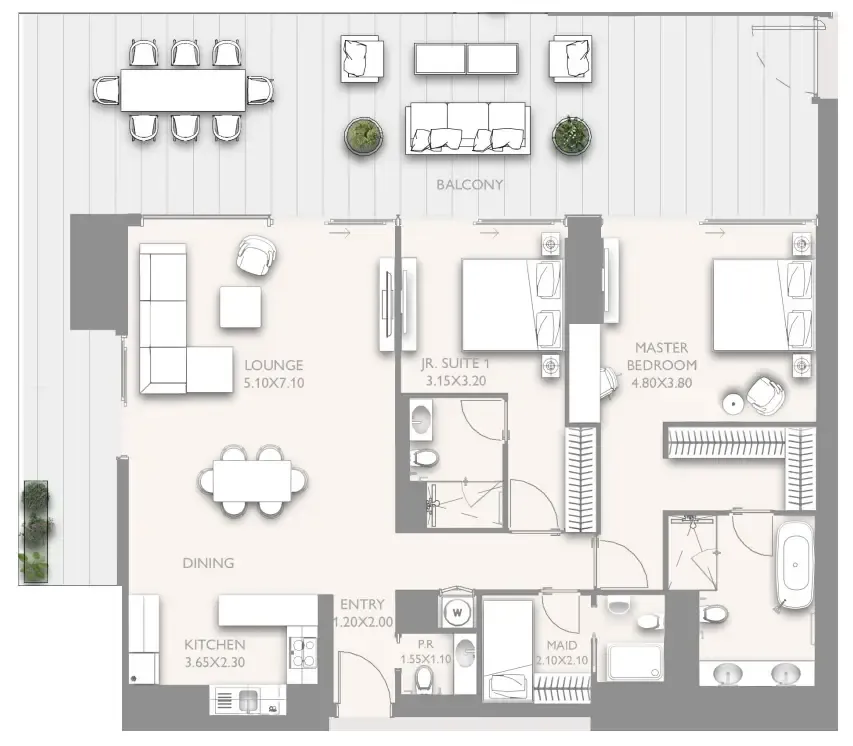 Fairmont Residences Solara Tower 4 bed floor plan, 5,322 sqft