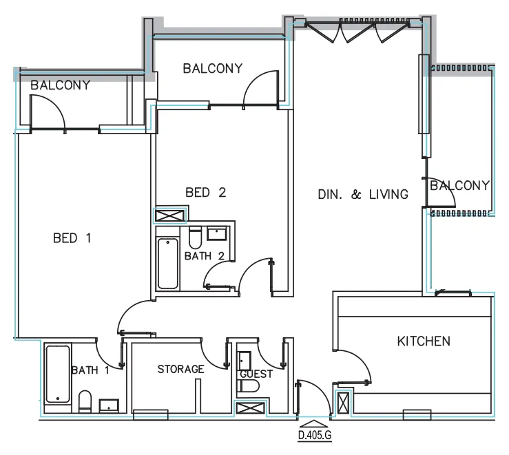 Janayen Avenue 2 bed floor plan, 1,536 sqft