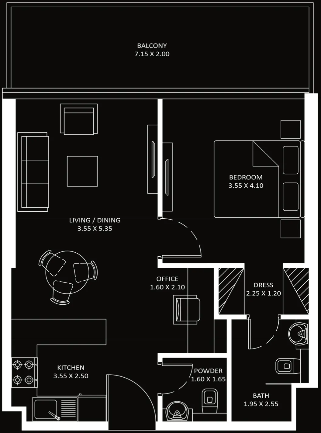Diamondz 1 bed floor plan, 746 – 753 sqft