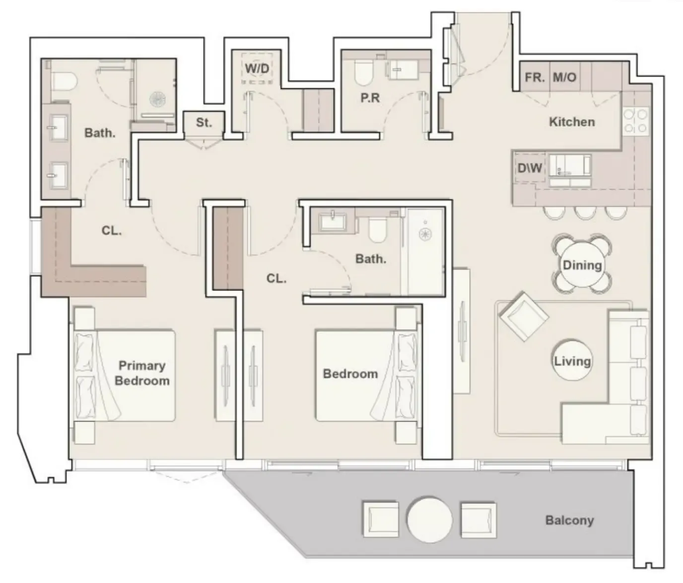 Eltiera Views 2 bed floor plan, 1,259 sqft