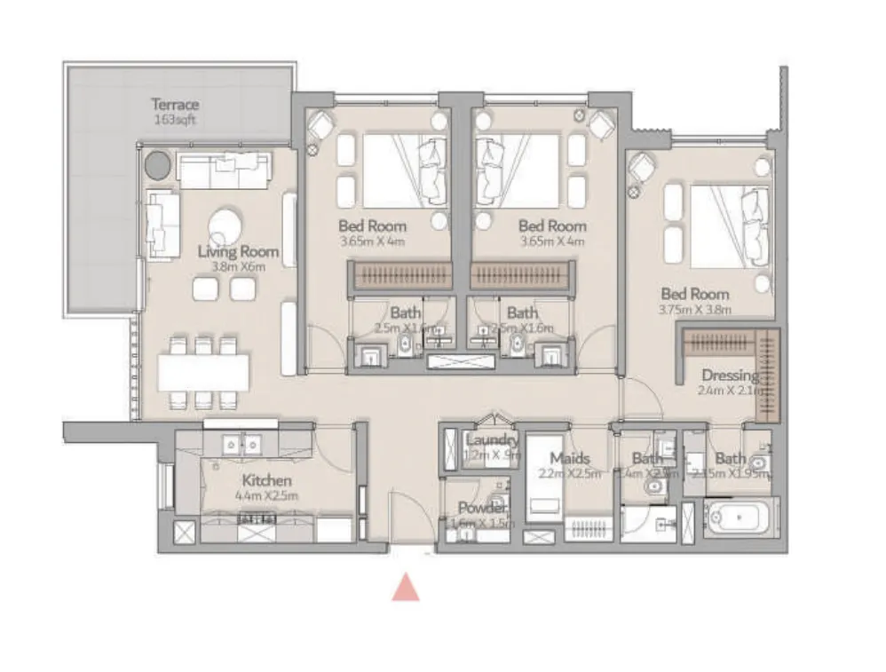 South Square Tower S1 3 bed floor plan, 1,673 – 1,799 sqft