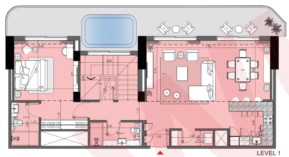 Azizi Wasel 4 bed floor plan, 2,530 sqft