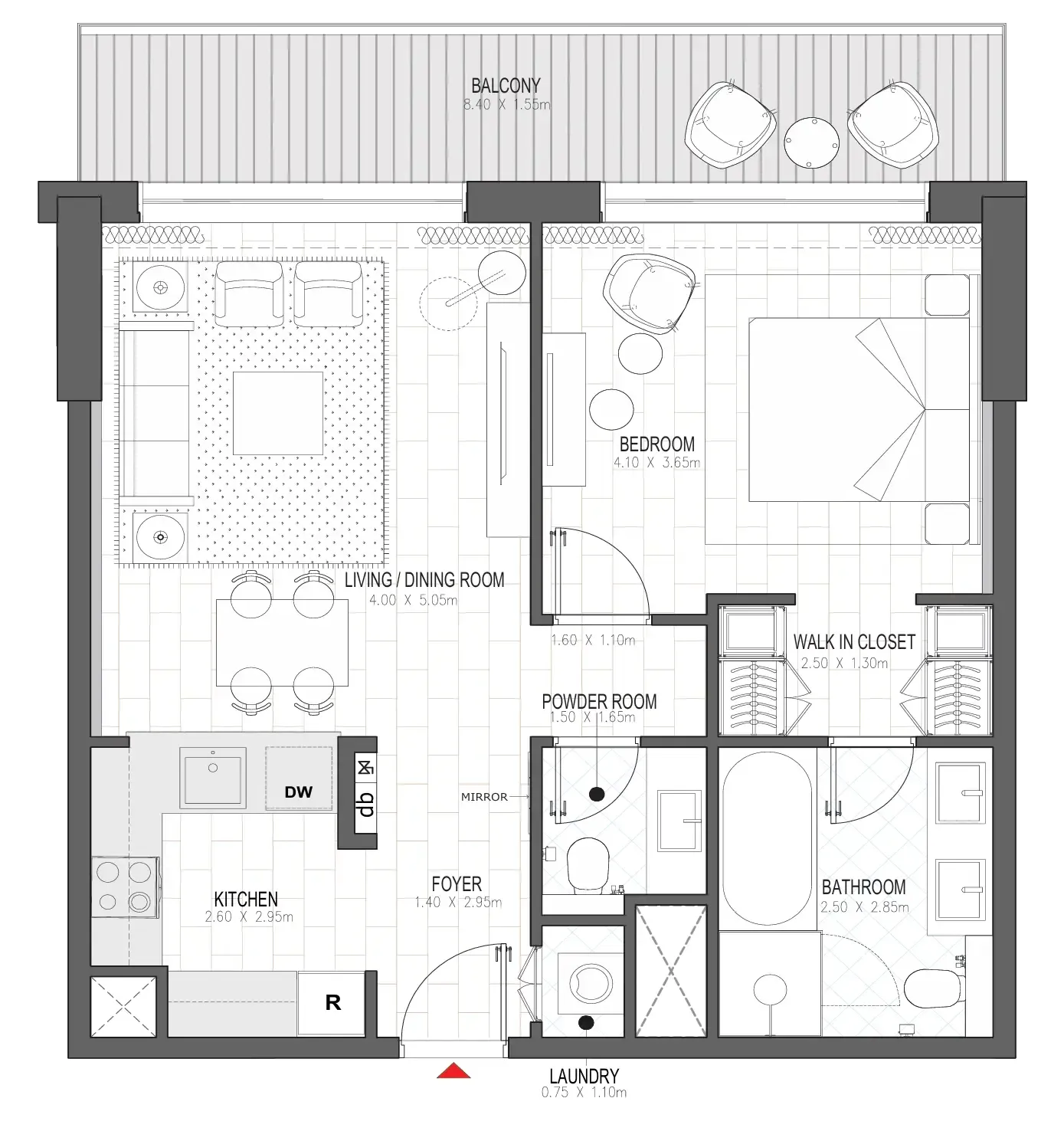 Palace Residences Al Mamsha 1 bed floor plan, 894 sqft