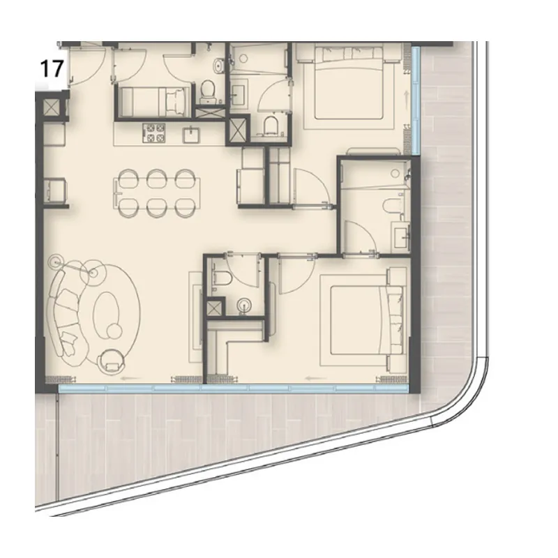 Enre Residence by Imtiaz 2 bed floor plan, 1,402 sqft