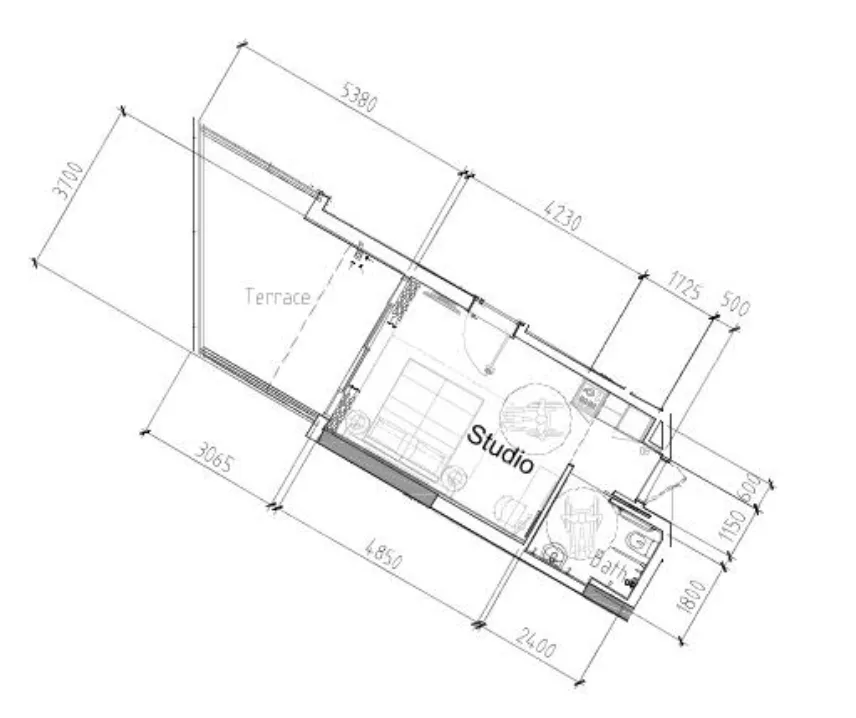 Damac Hills 2 - Hotel Edge by Rotana Studio floor plan, 473 sqft