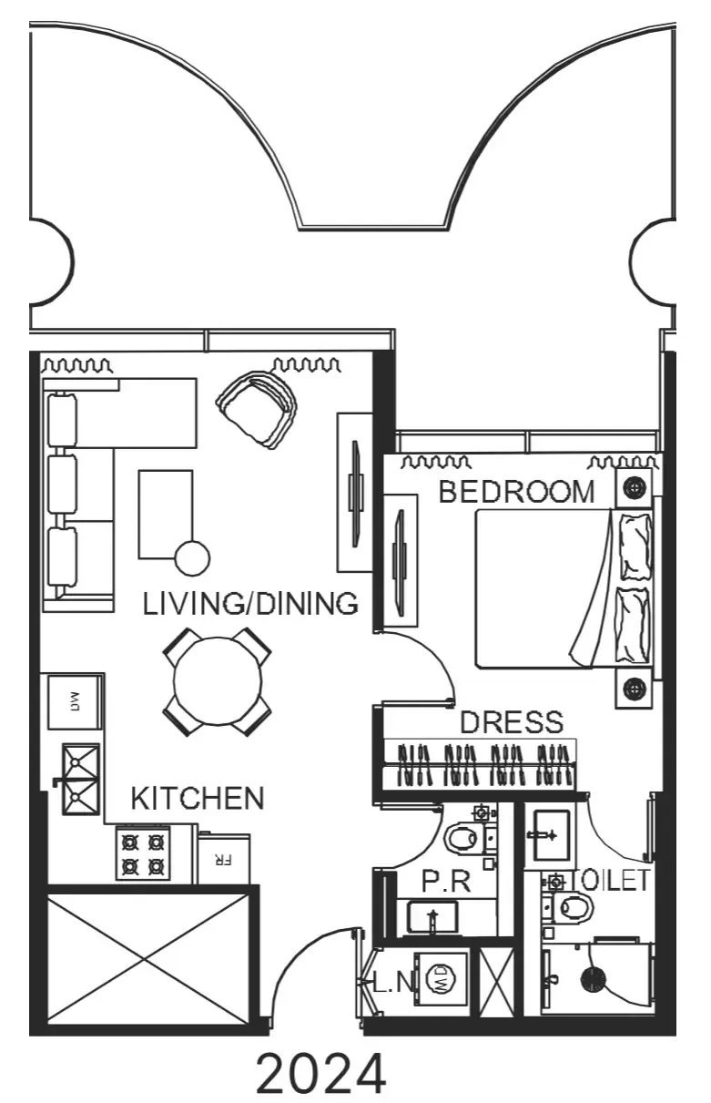The WOW Tower 1 bed floor plan, 772 sqft