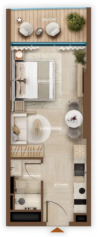Sky Hills Astra Studio floor plan, 380 – 381 sqft