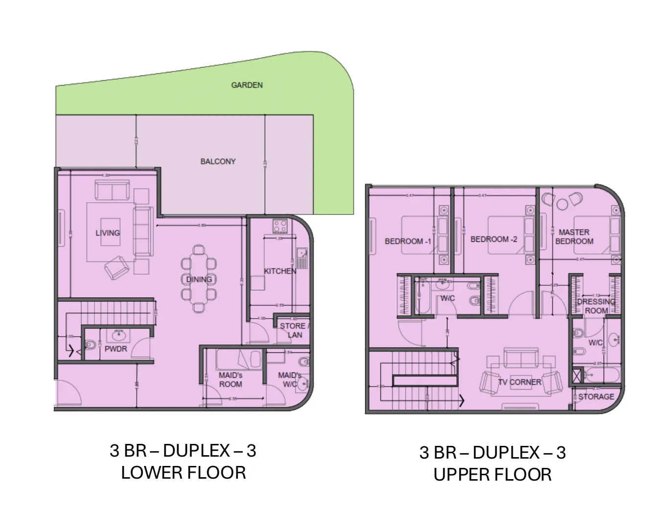 One Residence Al Reem Island 3 bed floor plan, 2,679 sqft