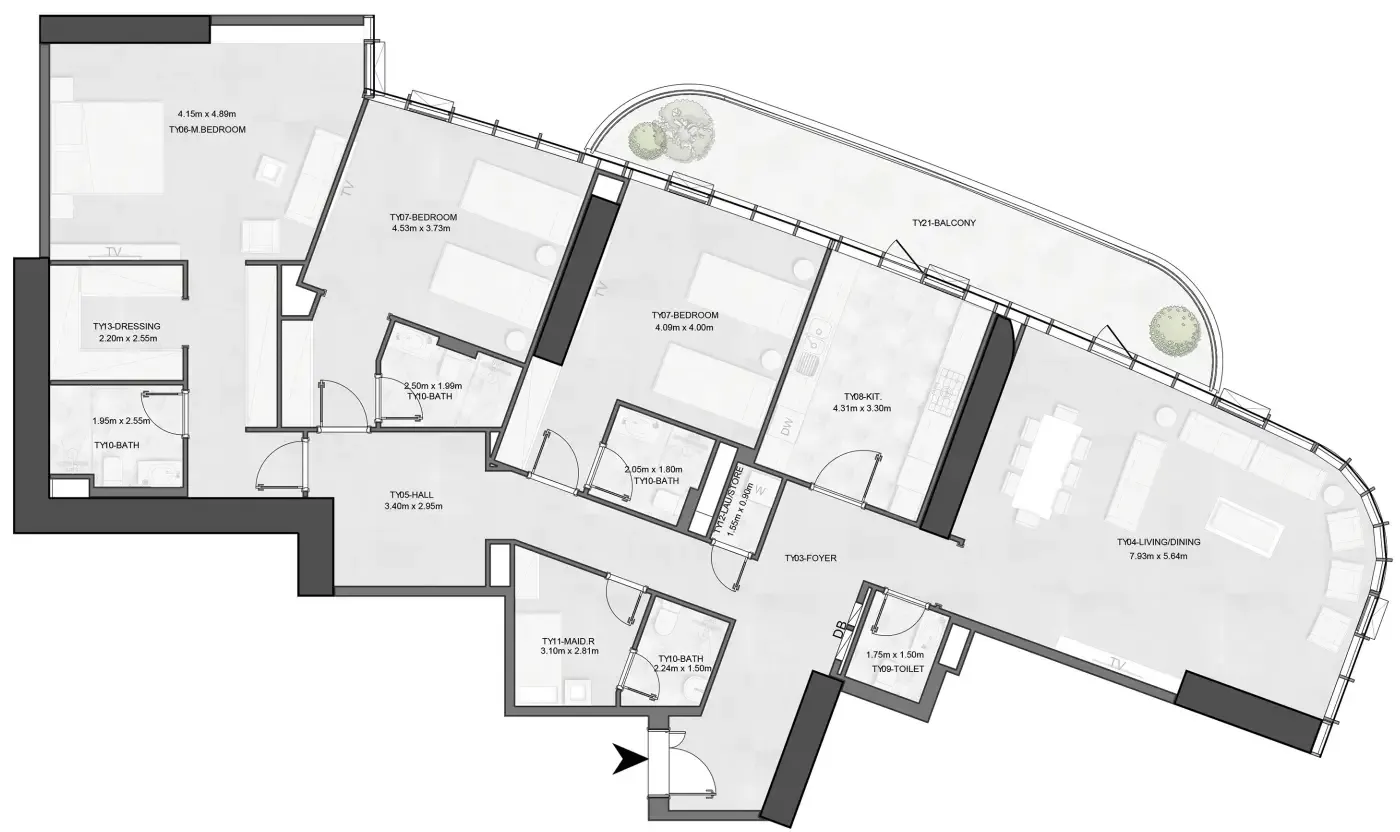 Joud Tower 3 bed floor plan, 2,655 sqft