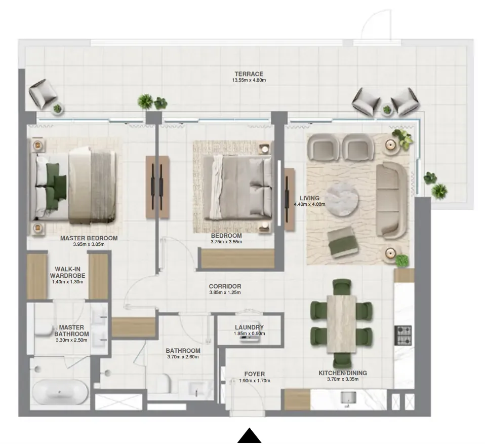 Golf Verge 2 bed floor plan, 1,556 sqft