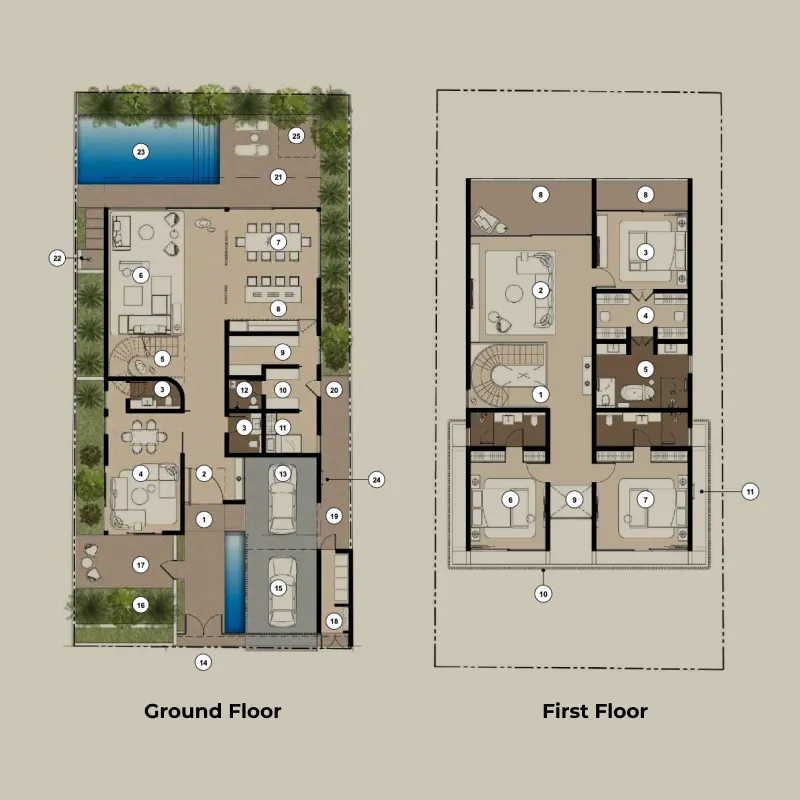 Nawayef East by Modon Properties 3 bed floor plan, 4,068 sqft
