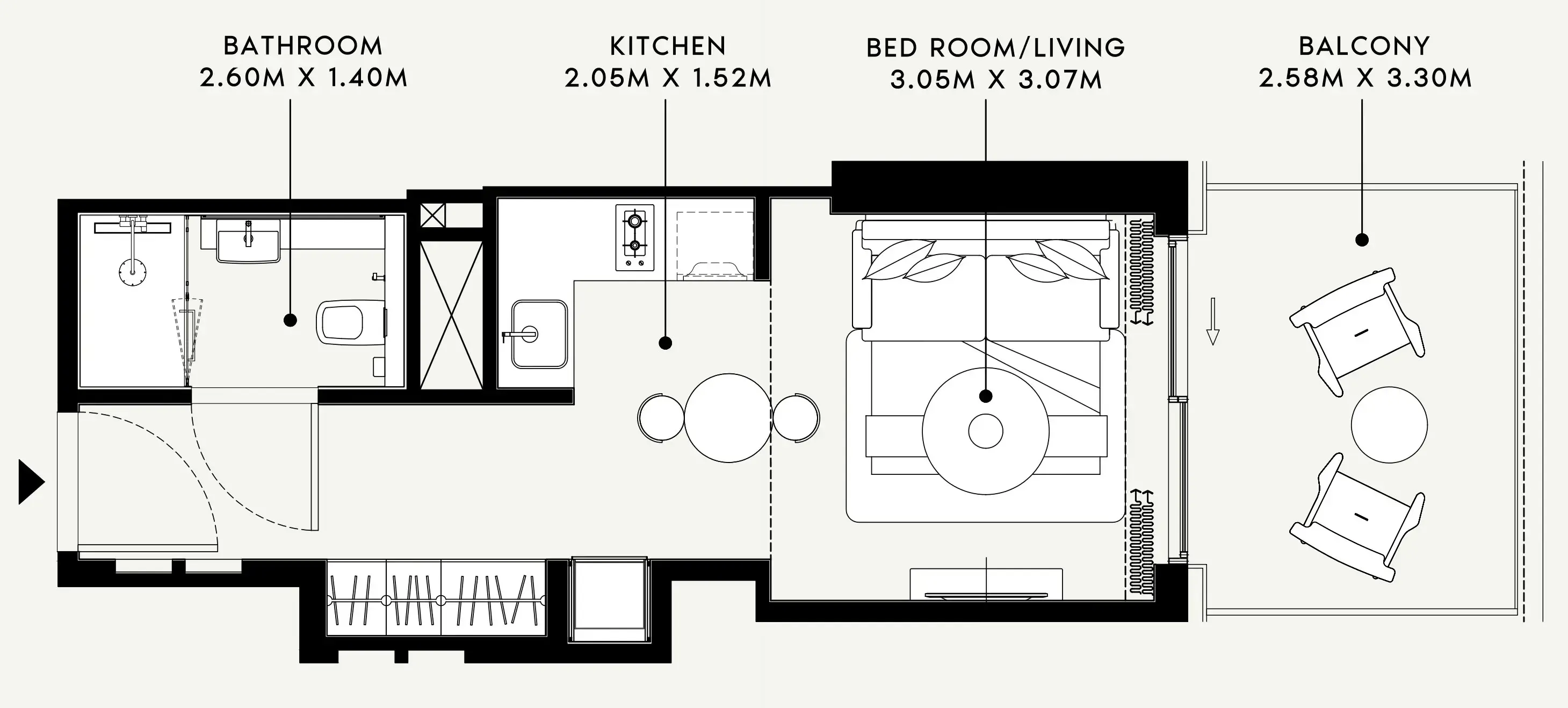 Azizi Venice Studio floor plan, 404 sqft