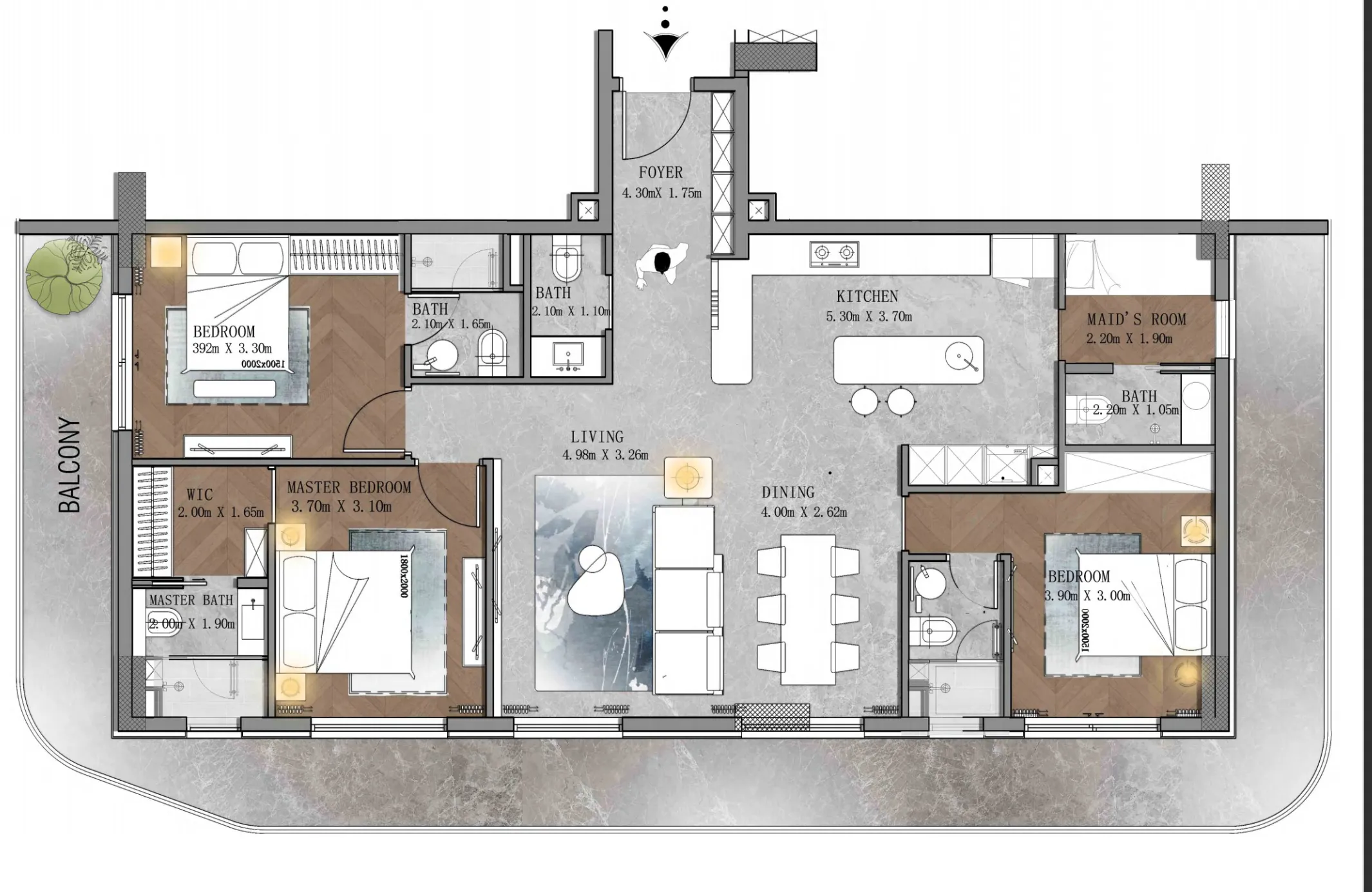 Forest City 3 bed floor plan, 1,826 sqft