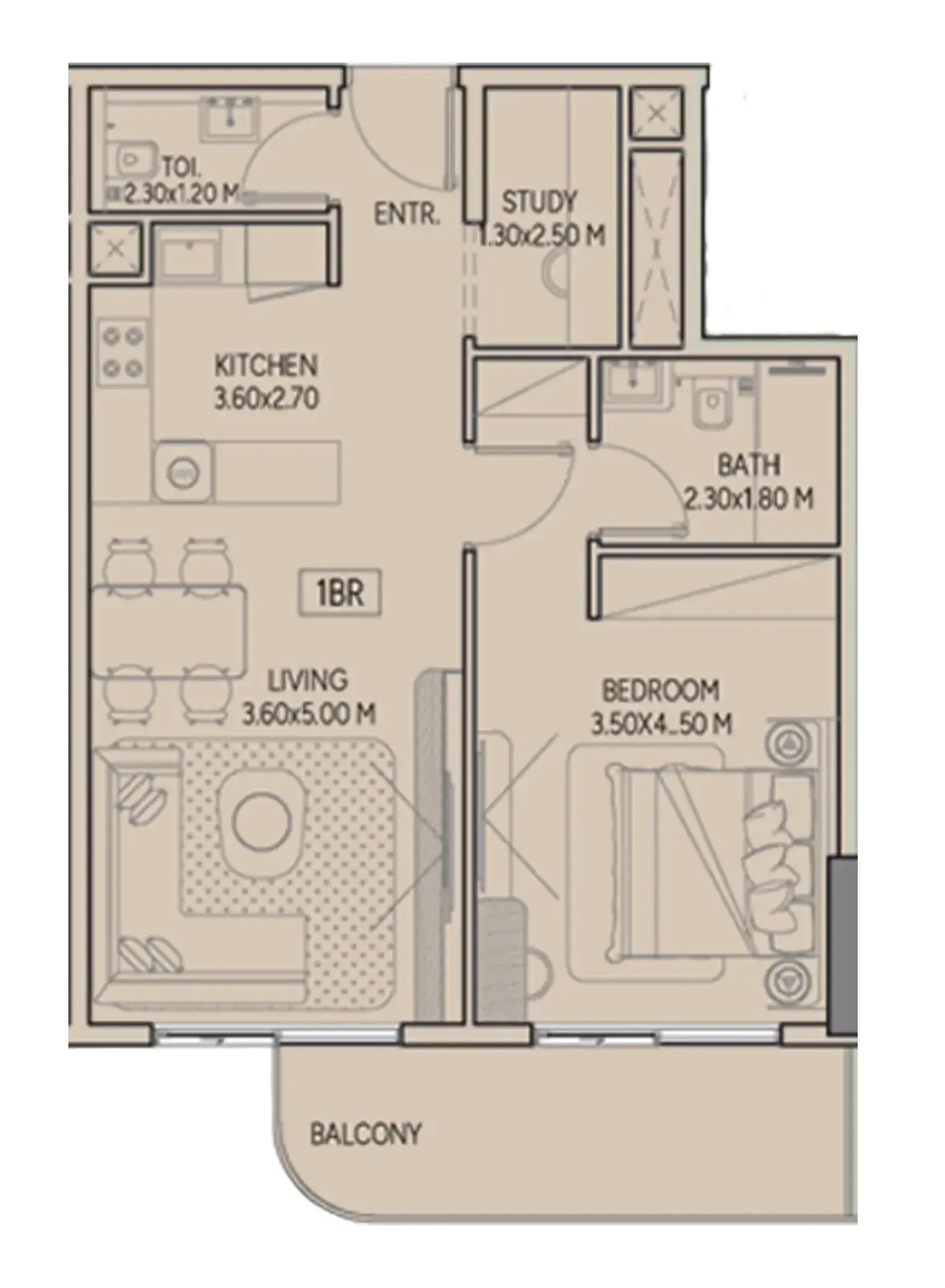Weston by Wadan Phase 1 & 2 1 bed floor plan, 771 sqft