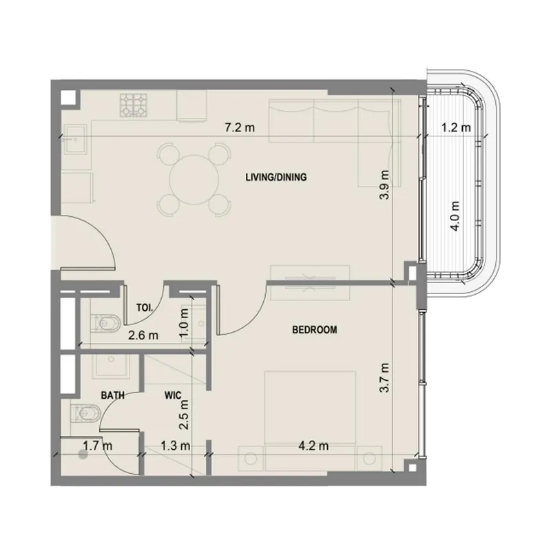 Blue Marina Residence 1 bed floor plan, 671 – 679 sqft