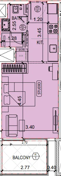 Binghatti Amberhall Studio floor plan, 368 sqft