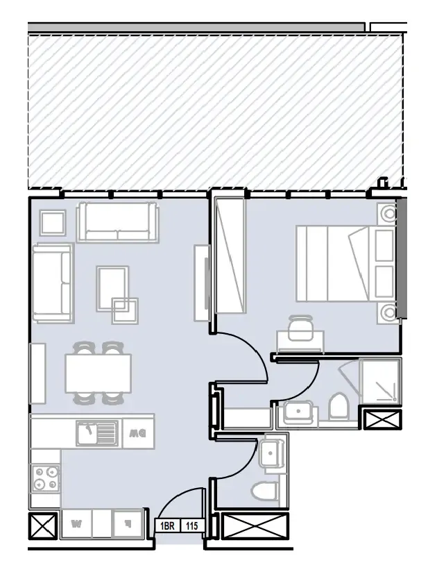 Verdana III 1 bed floor plan, 742 sqft