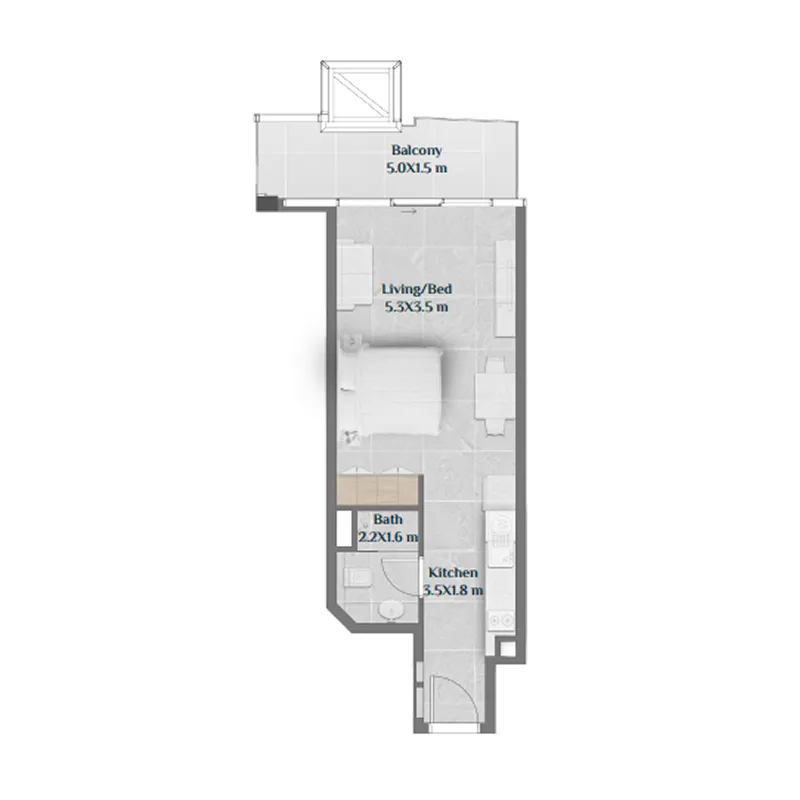 Sky Hills Residence Studio floor plan, 446 – 573 sqft