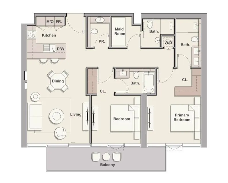 Soto Grande 2 bed floor plan, 1,253 sqft
