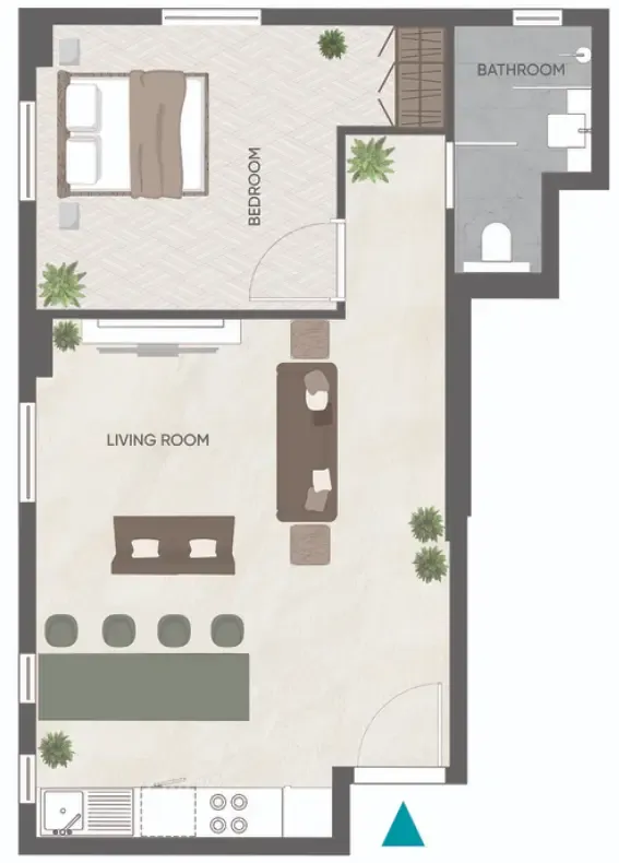 Eden Golf Views 1 1 bed floor plan, 590 sqft