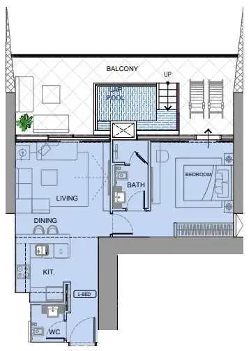 One by Binghatti 1 bed floor plan, 1,031 sqft