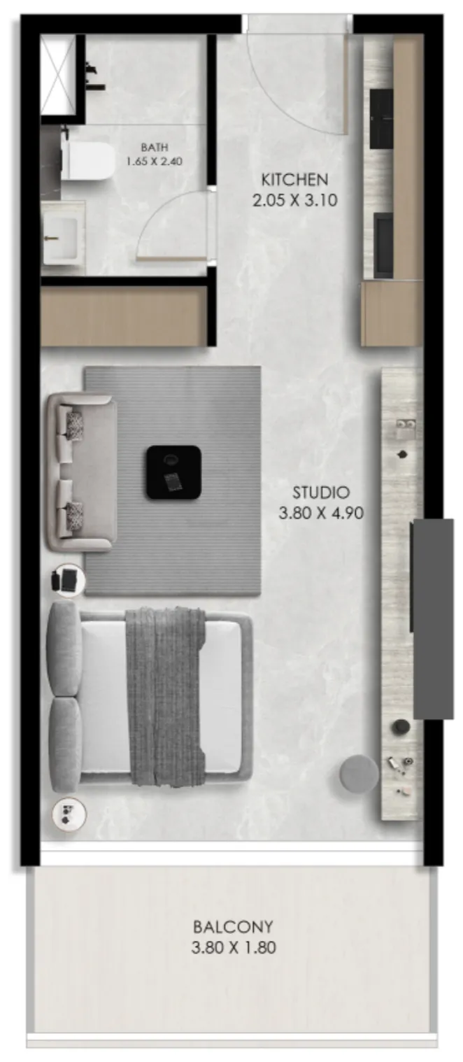 Verano by Prescott Studio floor plan, 427 sqft
