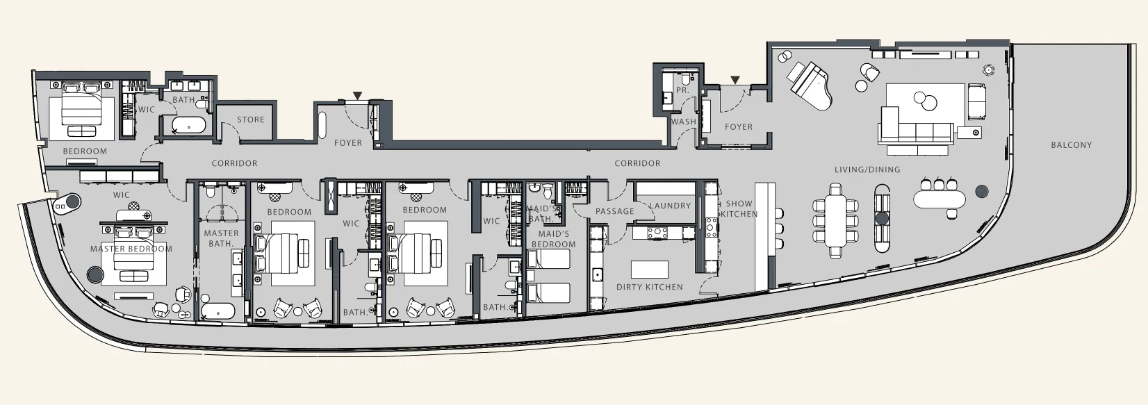 Danah Bay 4 bed floor plan, 5,711 sqft