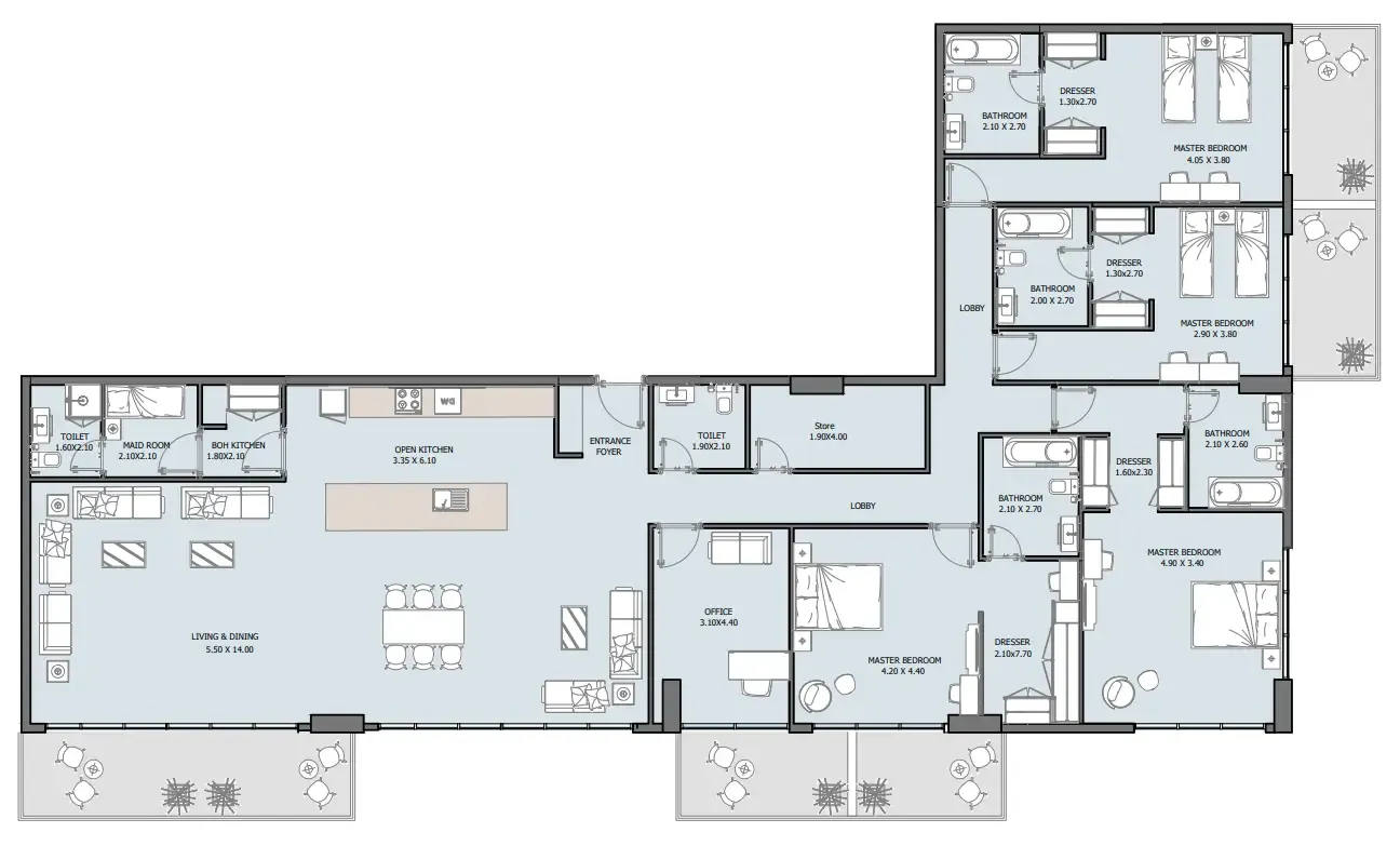 Oceana 4 bed floor plan, 3,535 sqft