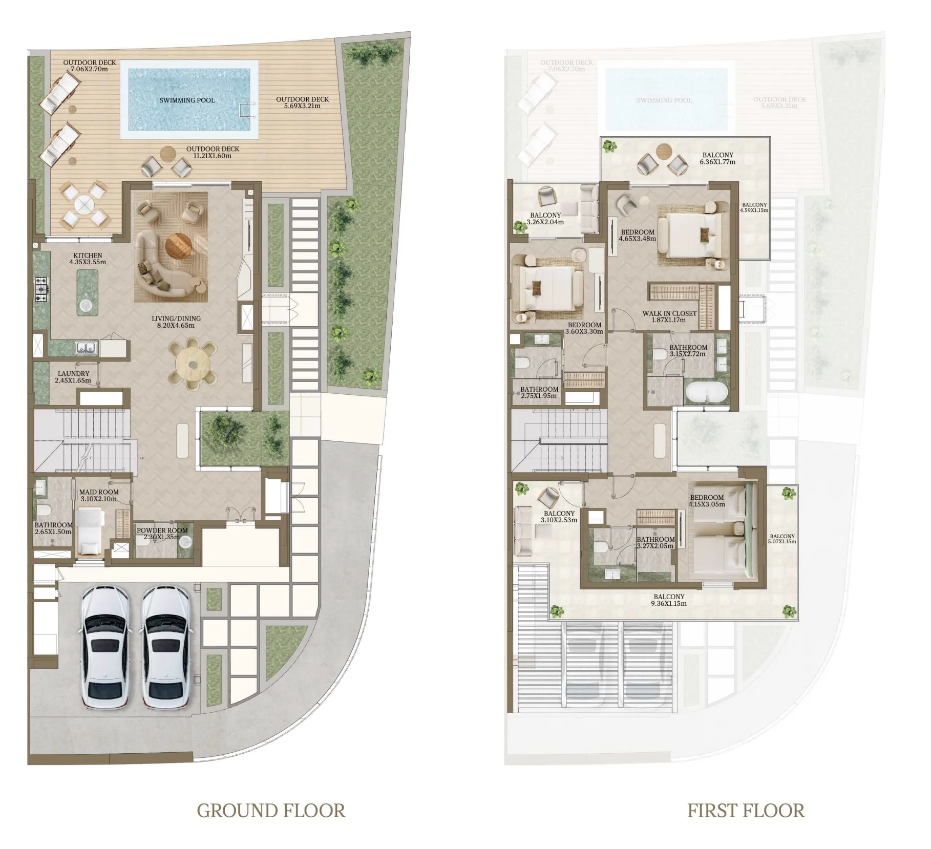 Nasim Al Bahr Residences 3 bed floor plan, 3,071 sqft