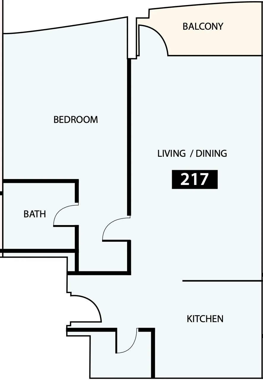 Paradise View 1 1 bed floor plan, 835 sqft