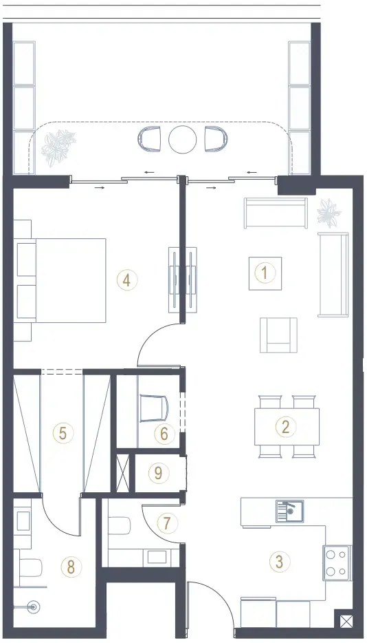 Liora 1 bed floor plan, 1,017 sqft